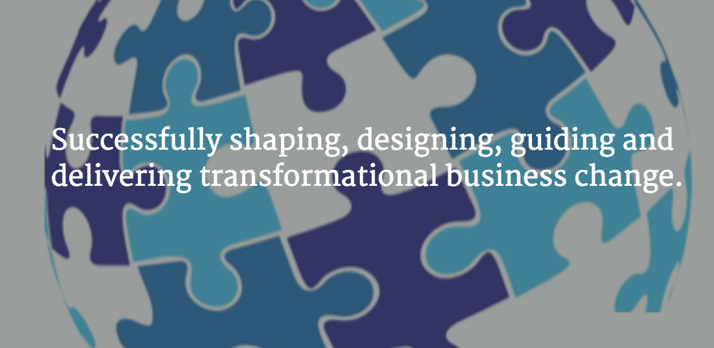 Transformation Delivery Logo with 'successfully shaping, designing, guiding and delivering transformational business change' overlaid